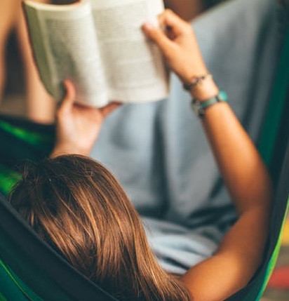 woman reading a book