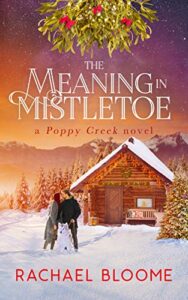 couple in front of cabin at Christmas